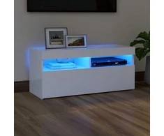 TV staliukas Televizoriaus spintelė su LED apšvietimu, balta, 90x35x40cm