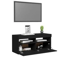 TV staliukas Televizoriaus spintelė su LED apšvietimu, juoda, 90x35x40cm