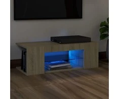 TV staliukas Televizoriaus spintelė su LED apšvietimu, ąžuolo, 90x39x30cm
