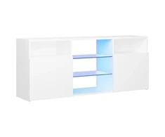 TV staliukas Televizoriaus spintelė su LED apšvietimu, balta, 120x30x50cm