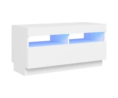 TV staliukas Televizoriaus spintelė su LED apšvietimu, balta, 80x35x40cm