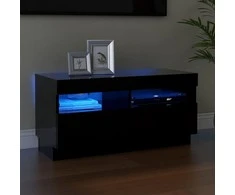 TV staliukas Televizoriaus spintelė su LED apšvietimu, juoda, 80x35x40cm