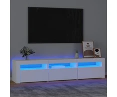 TV staliukas Televizoriaus spintelė su LED apšvietimu, balta, 180x35x40cm