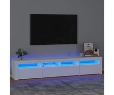 TV staliukas Televizoriaus spintelė su LED apšvietimu, balta, 210x35x40cm