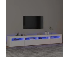 TV staliukas Televizoriaus spintelė su LED apšvietimu, balta, 240x35x40cm