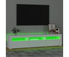 TV staliukas Televizoriaus spintelė su LED apšvietimu, balta, 180x35x40cm