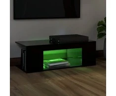 TV staliukas Televizoriaus spintelė su LED apšvietimu, juoda, 90x39x30cm