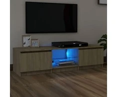 TV staliukas Televizoriaus spintelė su LED apšvietimu, ąžuolo, 140x40x35,5cm