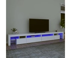 TV staliukas Televizoriaus spintelė su LED apšvietimu, balta, 290x36,5x40cm