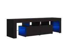 TV staliukas Televizoriaus spintelė su LED apšvietimu, juoda, 140x36,5x40cm
