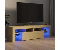 TV staliukas Televizoriaus spintelė su LED, sonoma ąžuolo, 140x36,5x40cm