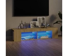 TV staliukas Televizoriaus spintelė su LED apšvietimu, ąžuolo, 135x39x30cm