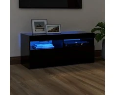 TV staliukas Televizoriaus spintelė su LED apšvietimu, juoda, 90x35x40cm