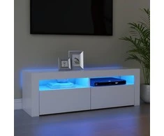 TV staliukas Televizoriaus spintelė su LED apšvietimu, balta, 120x35x40cm