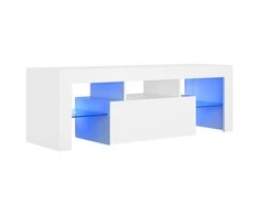 TV staliukas Televizoriaus spintelė su LED apšvietimu, balta, 120x35x40cm