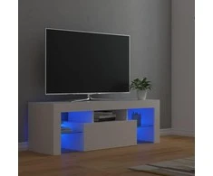 TV staliukas Televizoriaus spintelė su LED apšvietimu, balta, 120x35x40cm