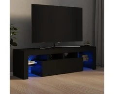 TV staliukas Televizoriaus spintelė su LED apšvietimu, juoda, 140x36,5x40cm