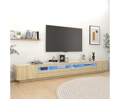 TV staliukas Televizoriaus spintelė su LED apšvietimu, ąžuolo, 300x35x40cm