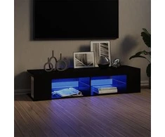 TV staliukas Televizoriaus spintelė su LED apšvietimu, juoda, 135x39x30cm