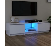 TV staliukas Televizoriaus spintelė su LED apšvietimu, balta, 140x40x35,5cm