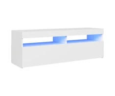 TV staliukas Televizoriaus spintelė su LED apšvietimu, balta, 120x35x40cm