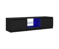 TV staliukas Televizoriaus spintelė su LED apšvietimu, juoda, 140x40x35,5cm