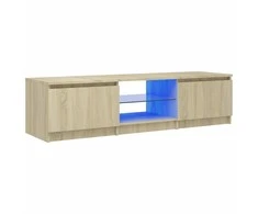 TV staliukas Televizoriaus spintelė su LED apšvietimu, ąžuolo, 140x40x35,5cm