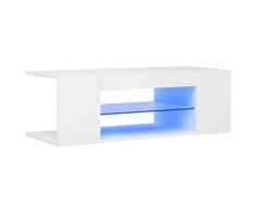 TV staliukas Televizoriaus spintelė su LED apšvietimu, balta, 90x39x30cm