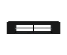 TV staliukas Televizoriaus spintelė su LED apšvietimu, juoda, 135x39x30cm