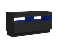 TV staliukas Televizoriaus spintelė su LED apšvietimu, juoda, 80x35x40cm