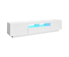 TV staliukas Televizoriaus spintelė su LED apšvietimu, balta, 180x35x40cm
