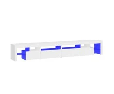 TV staliukas Televizoriaus spintelė su LED apšvietimu, balta, 260x36,5x40cm