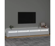 TV staliukas Televizoriaus spintelė su LED apšvietimu, balta, 270x35x40cm