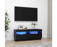TV staliukas Televizoriaus spintelė su LED apšvietimu, juoda, 100x35x40cm