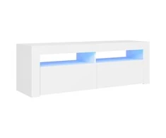 TV staliukas Televizoriaus spintelė su LED apšvietimu, balta, 120x35x40cm