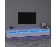 TV staliukas Televizoriaus spintelė su LED apšvietimu, balta, 270x35x40cm