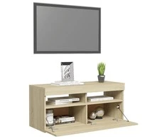TV staliukas Televizoriaus spintelė su LED apšvietimu, ąžuolo, 90x35x40cm