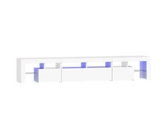 TV staliukas Televizoriaus spintelė su LED apšvietimu, balta, 230x36,5x40cm