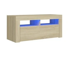 TV staliukas Televizoriaus spintelė su LED apšvietimu, ąžuolo, 90x35x40cm