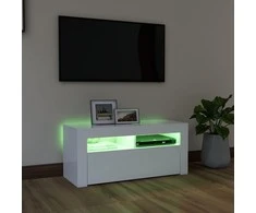 TV staliukas Televizoriaus spintelė su LED apšvietimu, balta, 90x35x40cm