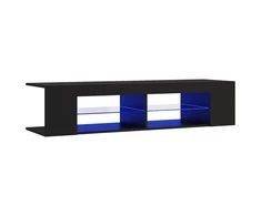 TV staliukas Televizoriaus spintelė su LED apšvietimu, juoda, 135x39x30cm