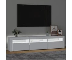 TV staliukas Televizoriaus spintelė su LED apšvietimu, balta, 180x35x40cm