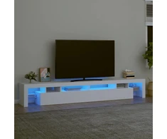 TV staliukas Televizoriaus spintelė su LED apšvietimu, balta, 260x36,5x40cm