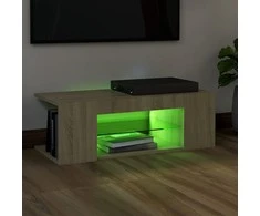 TV staliukas Televizoriaus spintelė su LED apšvietimu, ąžuolo, 90x39x30cm
