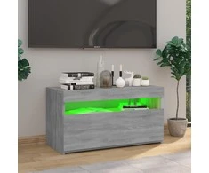 TV staliukas Televizoriaus spintelė su LED apšvietimu, pilka, 75x35x40cm