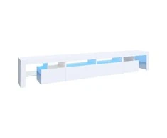 TV staliukas Televizoriaus spintelė su LED apšvietimu, balta, 260x36,5x40cm