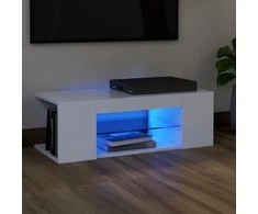 TV staliukas Televizoriaus spintelė su LED apšvietimu, balta, 90x39x30cm