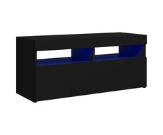 TV staliukas Televizoriaus spintelė su LED apšvietimu, juoda, 90x35x40cm