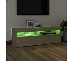 TV staliukas Televizoriaus spintelė su LED apšvietimu, ąžuolo, 120x35x40cm