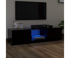 TV staliukas Televizoriaus spintelė su LED apšvietimu, juoda, 140x40x35,5cm